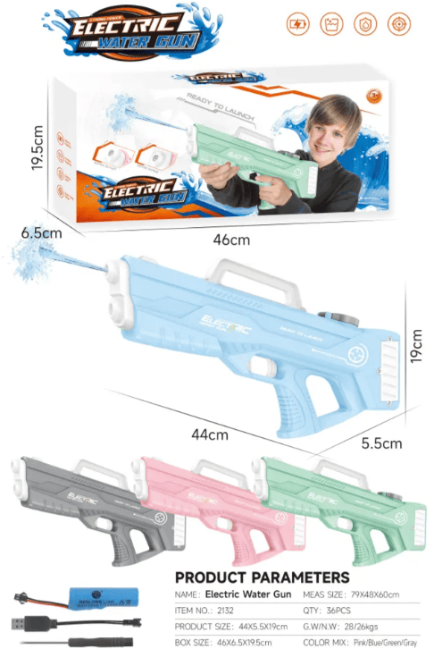 Pistola de Agua Eléctrica - Recarga Automática de Agua - Electric Water Gun.