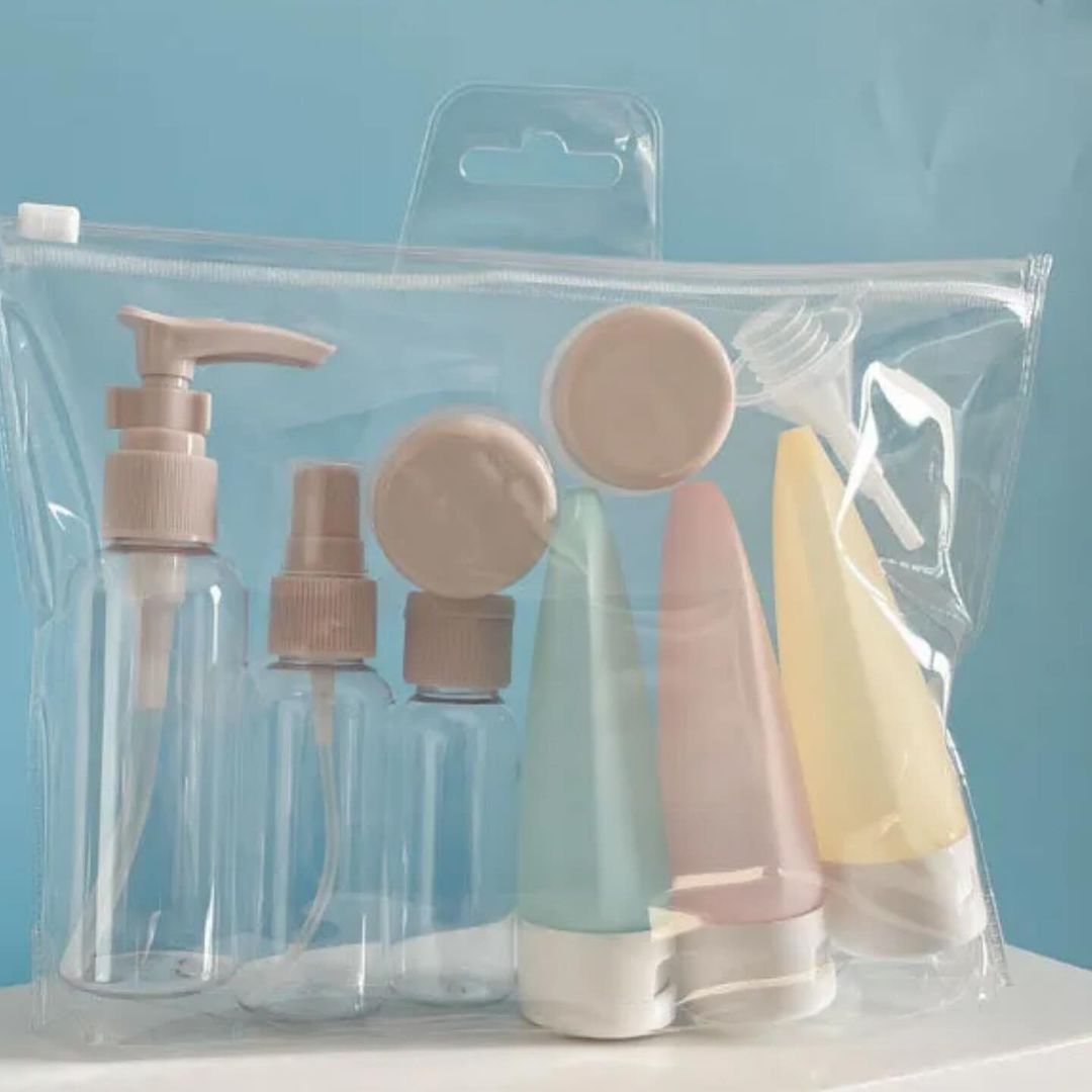 Kit Botellas Envases Viajeros 11 Piezas - Cremas - Maquillaje - Lociones