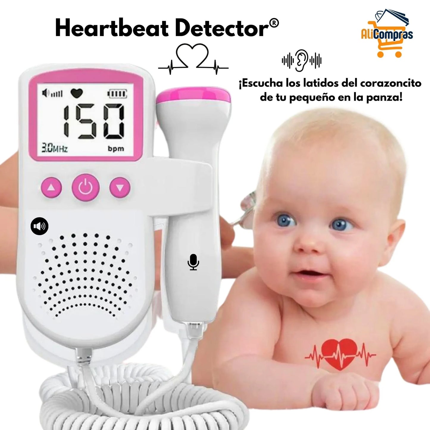 Detector de latidos fetales - Doppler o Eco fetal - Heartbeat Detector®