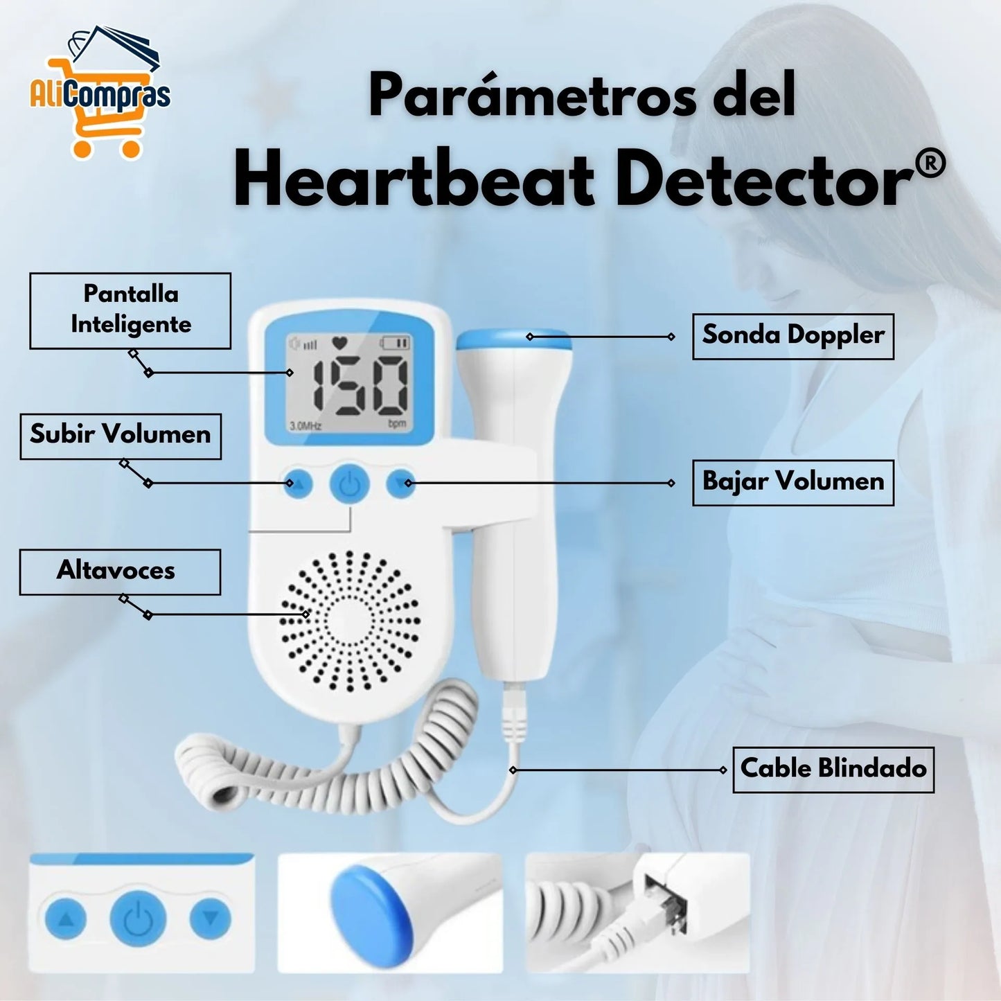 Detector de latidos fetales - Doppler o Eco fetal - Heartbeat Detector®