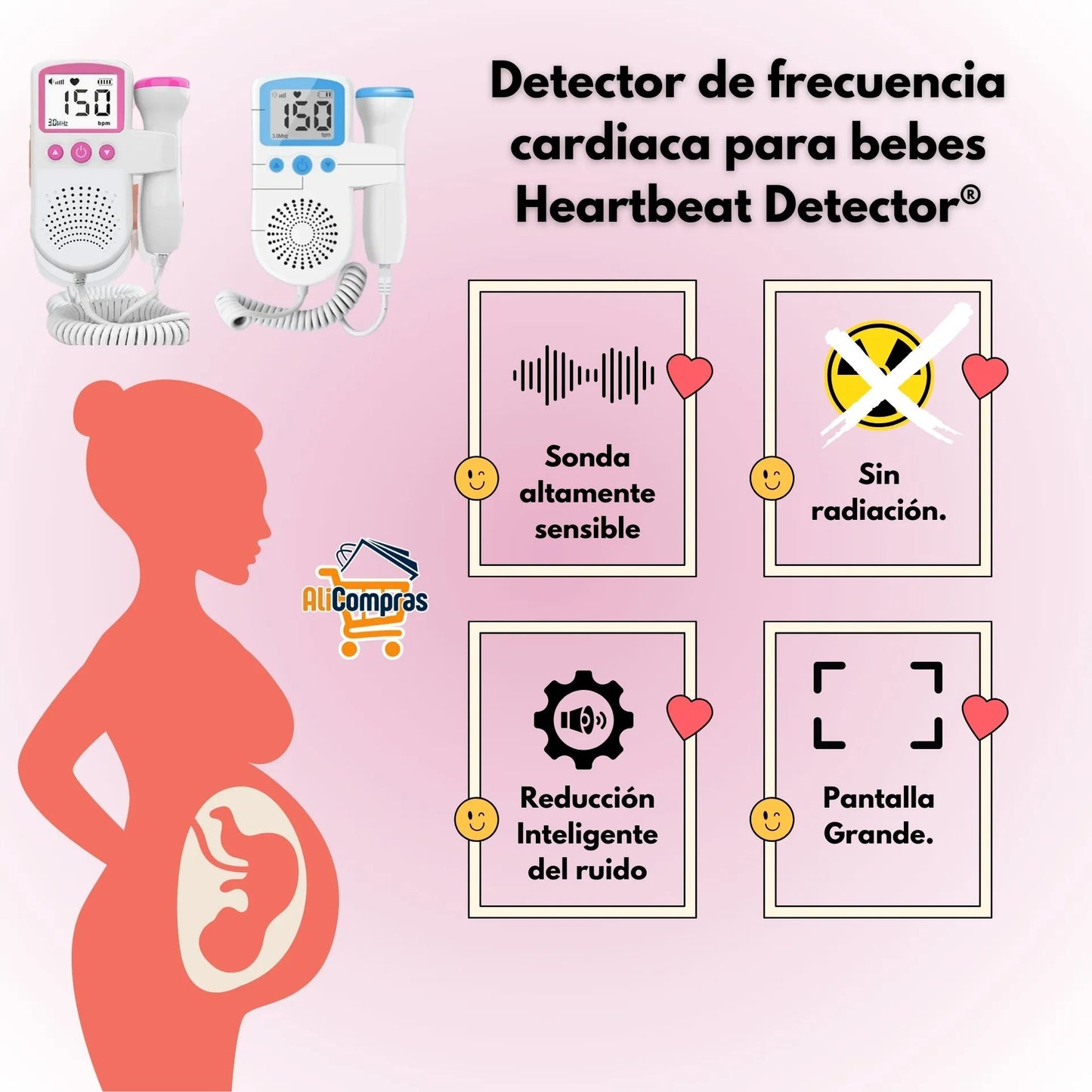 Detector de latidos fetales - Doppler o Eco fetal - Heartbeat Detector®