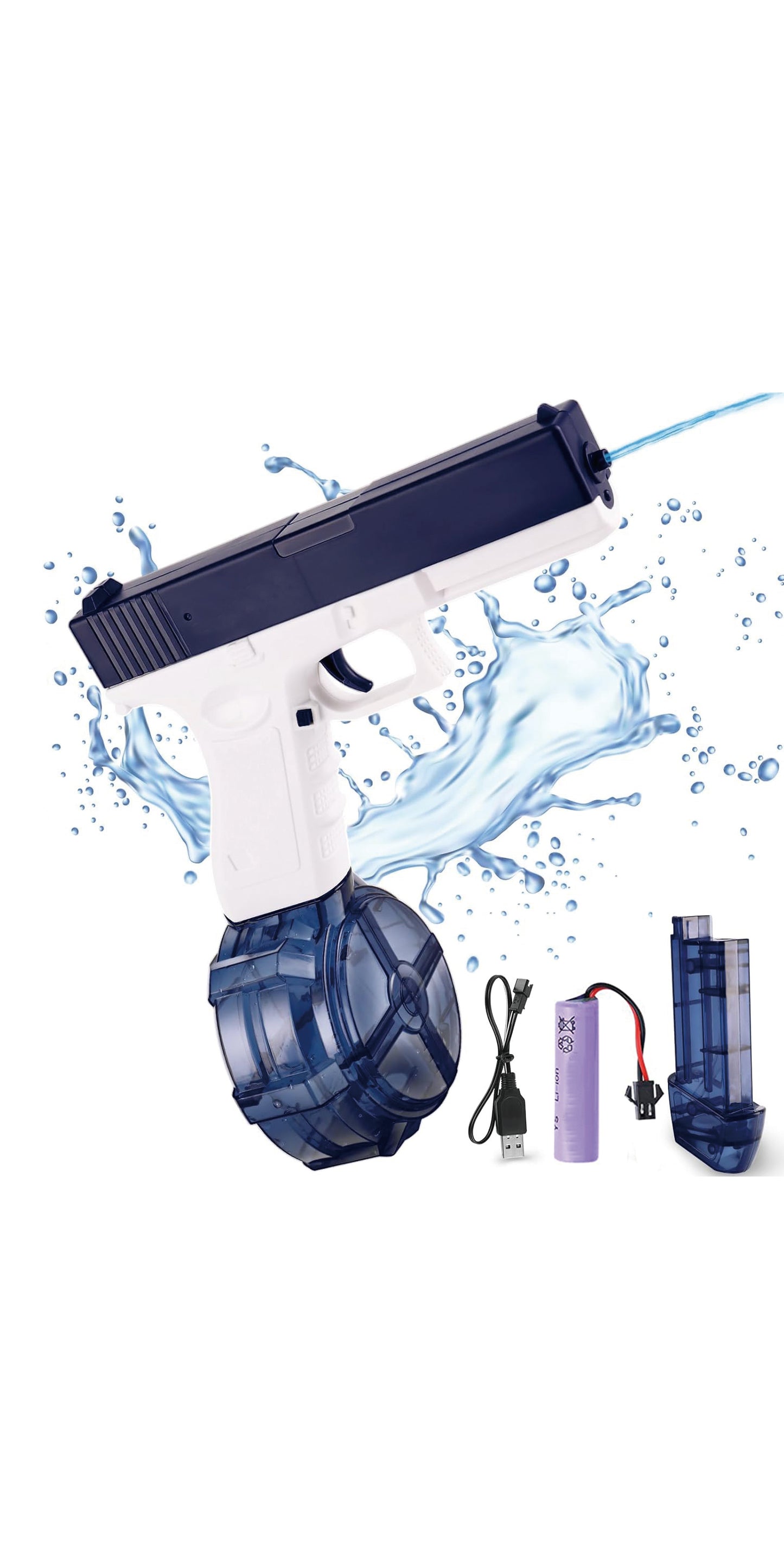 Pistola de agua eléctrica para adultos, pistola de agua alimentada por batería, pistola de agua automática recargable, rango de capacidad de hasta 32 pies para adultos y niños, azul