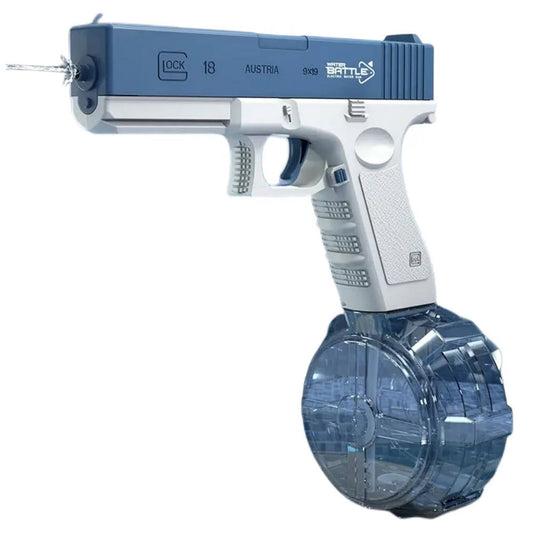 Pistola de agua eléctrica para adultos, pistola de agua alimentada por batería, pistola de agua automática recargable, rango de capacidad de hasta 32 pies para adultos y niños, azul